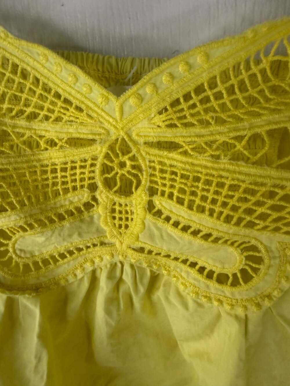MOTHER The Butterfly Tank Wing It Yellow Embroidered Ruffle Top-M- MSRP $195 - Picture 5 of 11